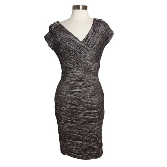 KM Collections Milla Bell Dress 10 Metallic  Cocktail Beaded Detail Event Y2K - Picture 1 of 6